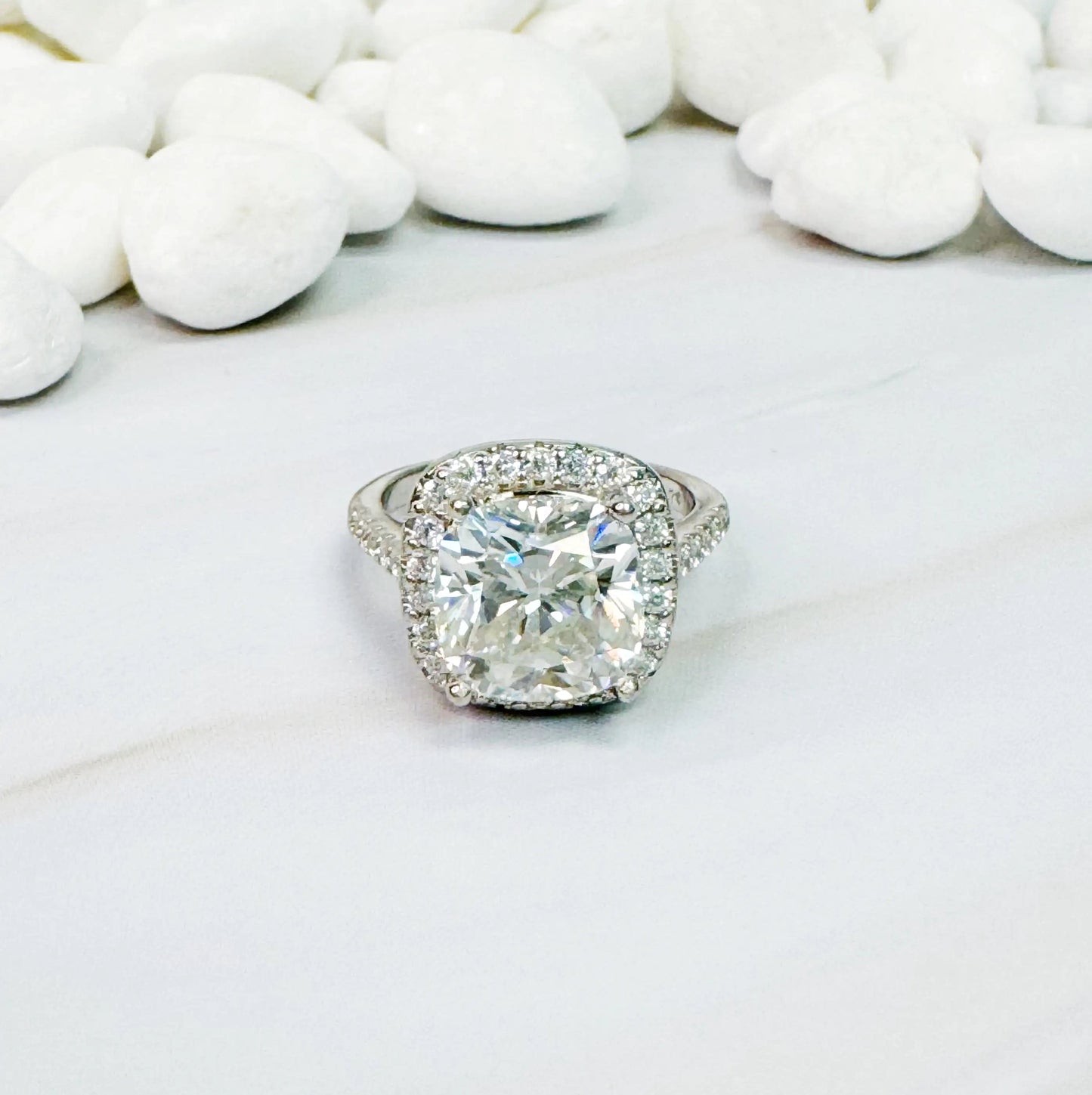 5 Carat Cushion Cut Moissanite Ring WEM Support (www.WEM.support)