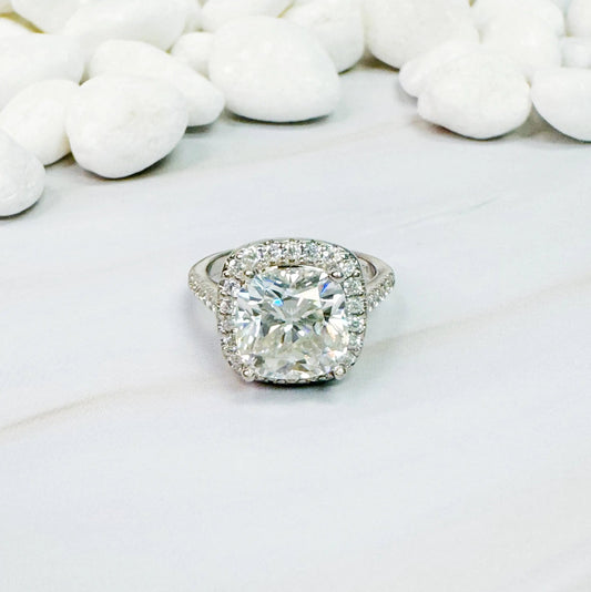 5 Carat Cushion Cut Moissanite Ring WEM Support (www.WEM.support)