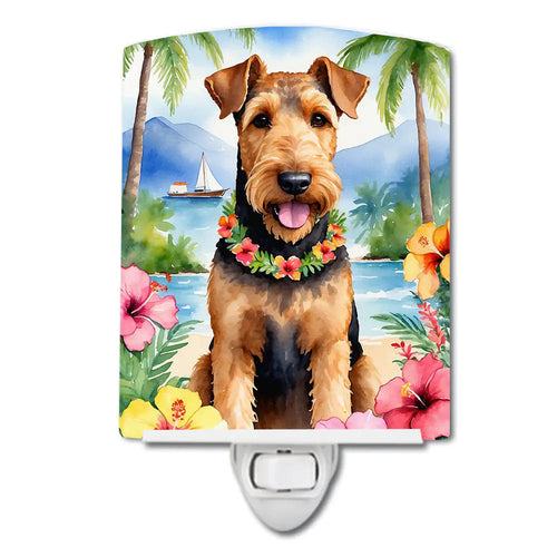 Airedale Terrier Luau Ceramic Night Light WEM Support (www.WEM.support)