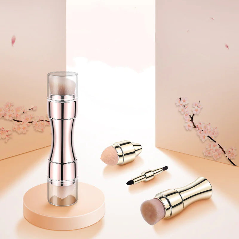 Retractable Metallic Four-in-one Multifunctional Makeup Brush WEM Support (www.WEM.support)