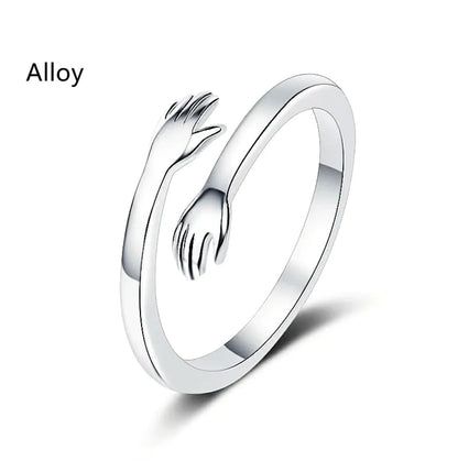 S925 Silver Couple Hug Ring WEM Support (www.WEM.support)