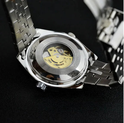 Men's Hollow Automatic Mechanical Watch with Steel Band