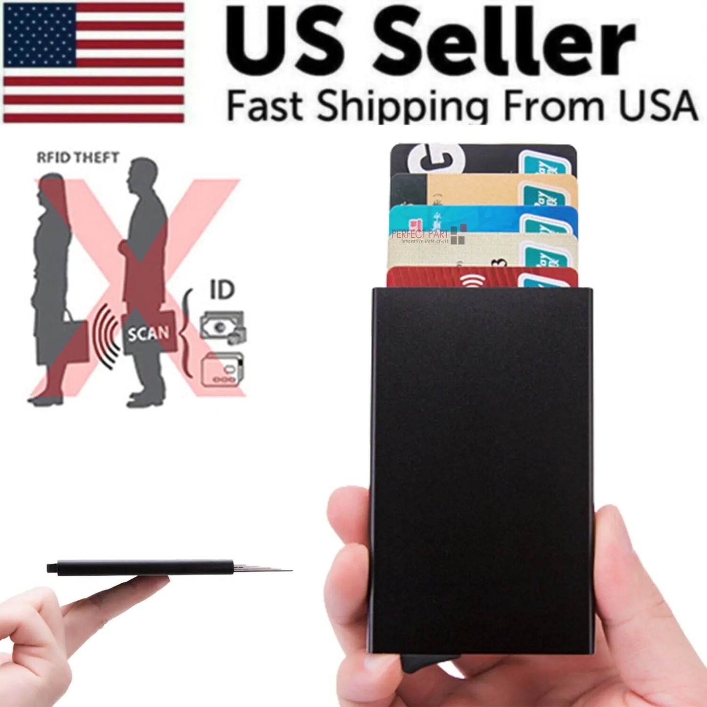 Mens RFID Blocking Slim Money Clip Carbon Fiber Wallet ID Credit Card Holder New WEM Support (www.WEM.support)