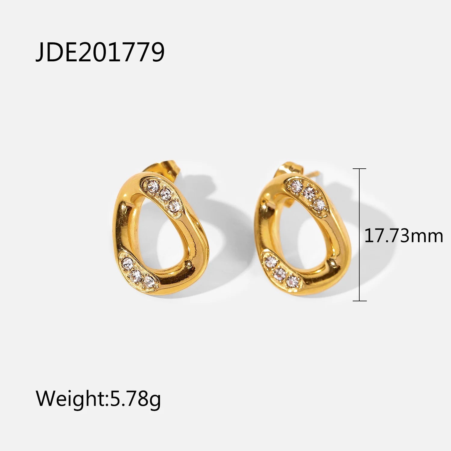 Metal-Inlaid Zirconium & Natural Stone Earrings HejK.com