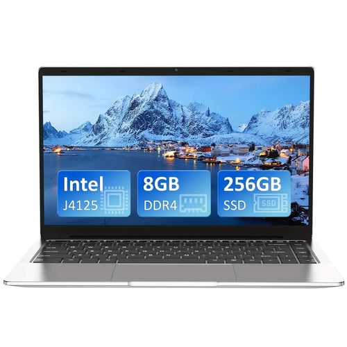 KurieTim 14.1" Laptop Computer with 8GB DDR4 RAM 256GB SSD Intel_Celeron J4125 CPU(up to 2.7GHz) Traditional Laptop Computers (Silver 8GB | 256GB)