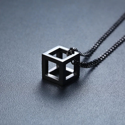 Retro Hollow Cube Pendant Necklace WEM Support (www.WEM.support)