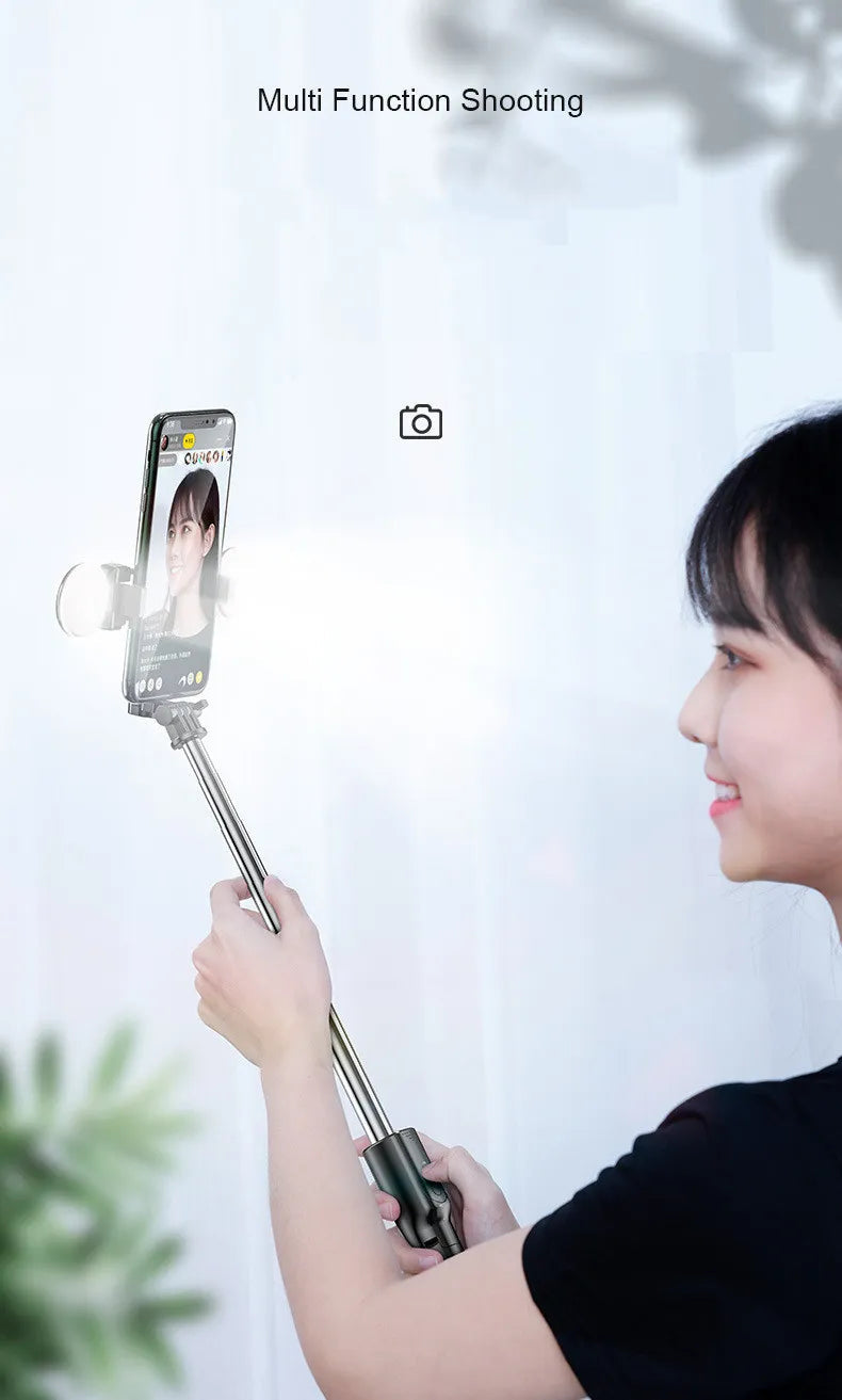 Mobile Phone Selfie Stick With Light WEM Support (www.WEM.support)