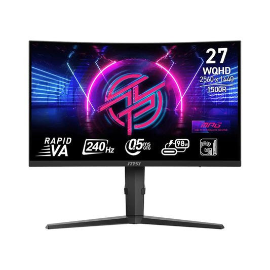Monitor para Computadora MSI MPG 275CQRXF de 27 pulgadas 2560 x 1440 (QHD), 240Hz, Sincronización Adaptativa, Listo para HDR, HDMI, Puerto VGA, Puerto de Exhibición, Montable en VESA, Inclinación, Altavoz, 0.5ms, Negro HejK.com