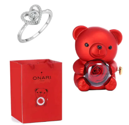 Eternal Rose Teddy Bear Jewelry Box & Necklace WEM Support (www.WEM.support)
