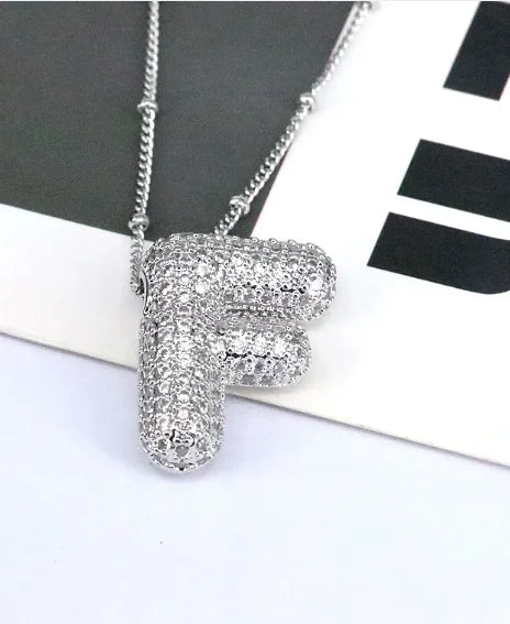 Brass Zircon Letter Necklace WEM Support (www.WEM.support)