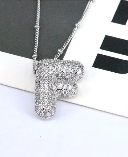 Brass Zircon Letter Necklace WEM Support (www.WEM.support)