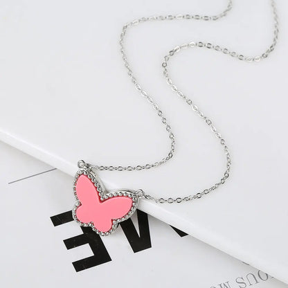 Butterfly Silver-Plated Pendant Necklace WEM Support (www.WEM.support)