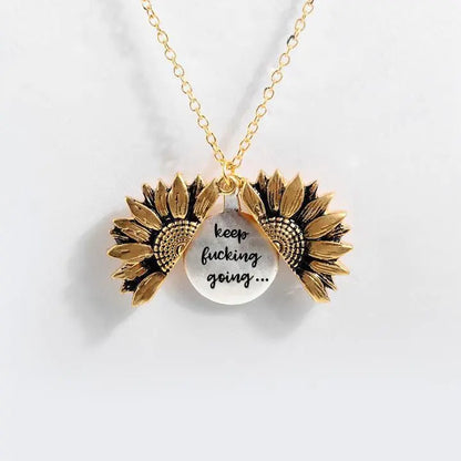 Sunflower Double-layer Lettering Necklace WEM Support (www.WEM.support)