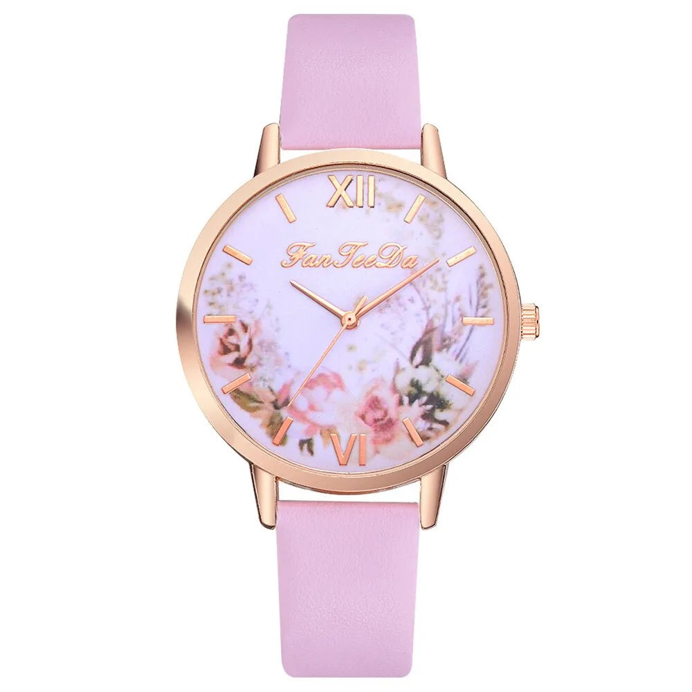 Tan Strap Floral Bee Watch WEM Support (www.WEM.support)