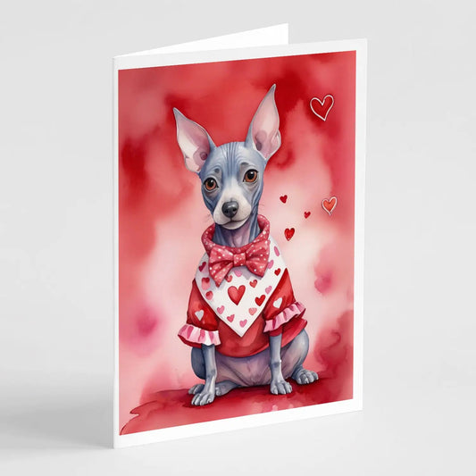 American Hairless Terrier My Valentine Greeting Cards Pack of 8 WEM Support (www.WEM.support)