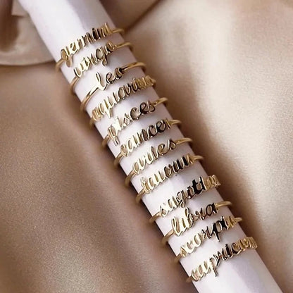 Thin Open Gold Zodiac Rings WEM Support (www.WEM.support)