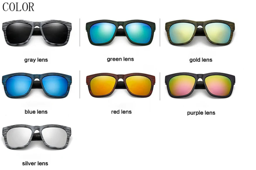 Square Bamboo  Retro Sunglasses WEM Support (www.WEM.support)