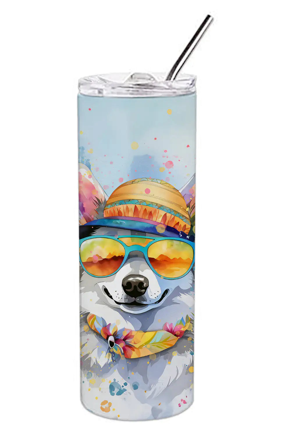 Alaskan Klee Kai Hippie Dawg Stainless Steel Skinny Tumbler WEM Support (www.WEM.support)