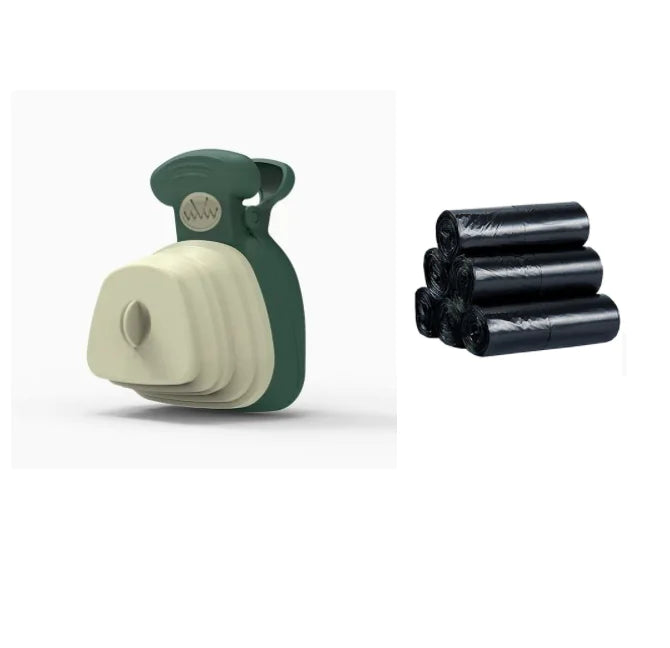 Pet Dog Poop Bag Dispenser with Foldable Poop Scoop WEM Support (www.WEM.support)