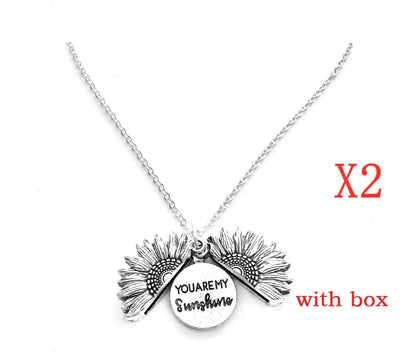 Sunflower Double Lettering Necklace WEM Support (www.WEM.support)