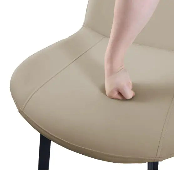 Tan PU Leather Dining Chair With Metal Legs, Modern Upholstered Chair Set Of 2 For Kitchen WEM Support (www.WEM.support)