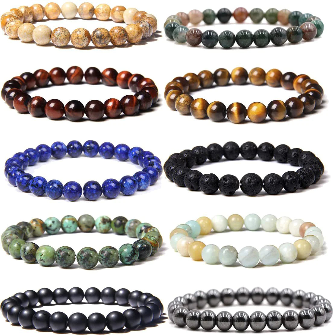 Tiger Eye & Agate Beaded Stretch Bracelet WEM Support (www.WEM.support)
