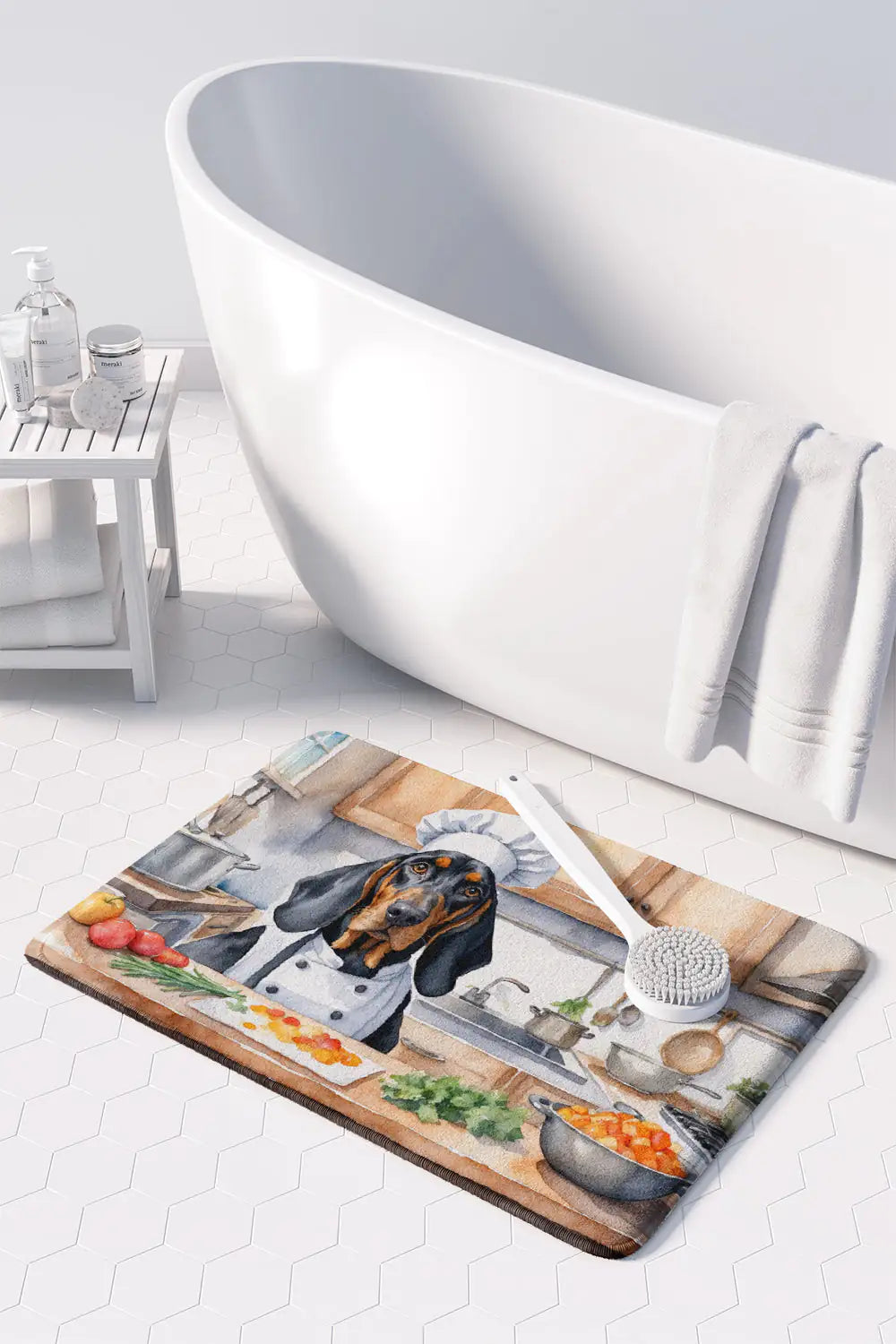 Black and Tan Coonhound The Chef Memory Foam Kitchen Mat WEM Support (www.WEM.support)