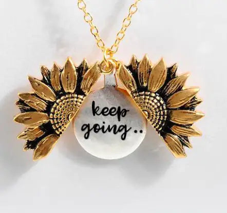 Sunflower Double-layer Lettering Necklace WEM Support (www.WEM.support)