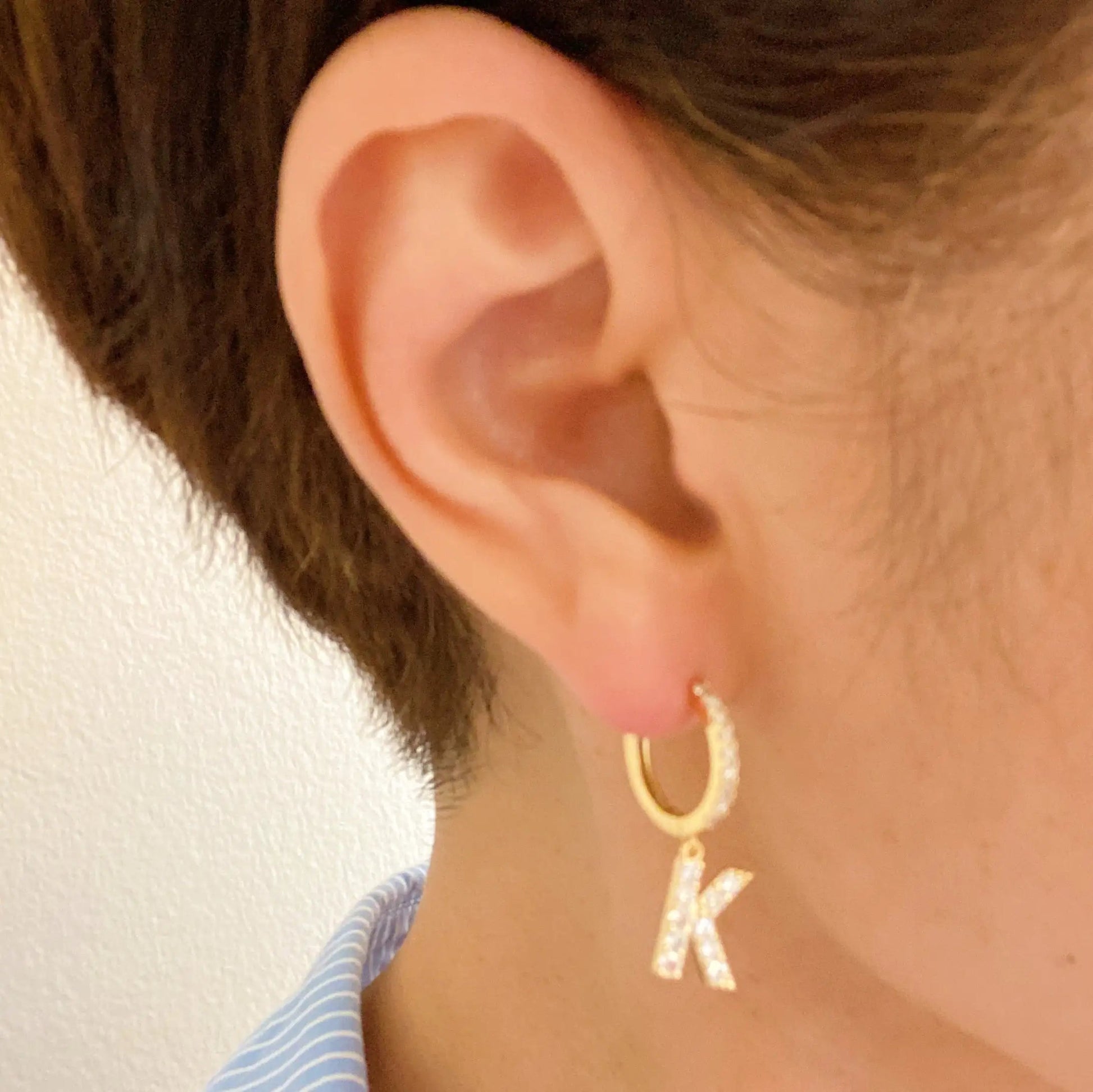 Crystal Initial Drop Earrings WEM Support (www.WEM.support)