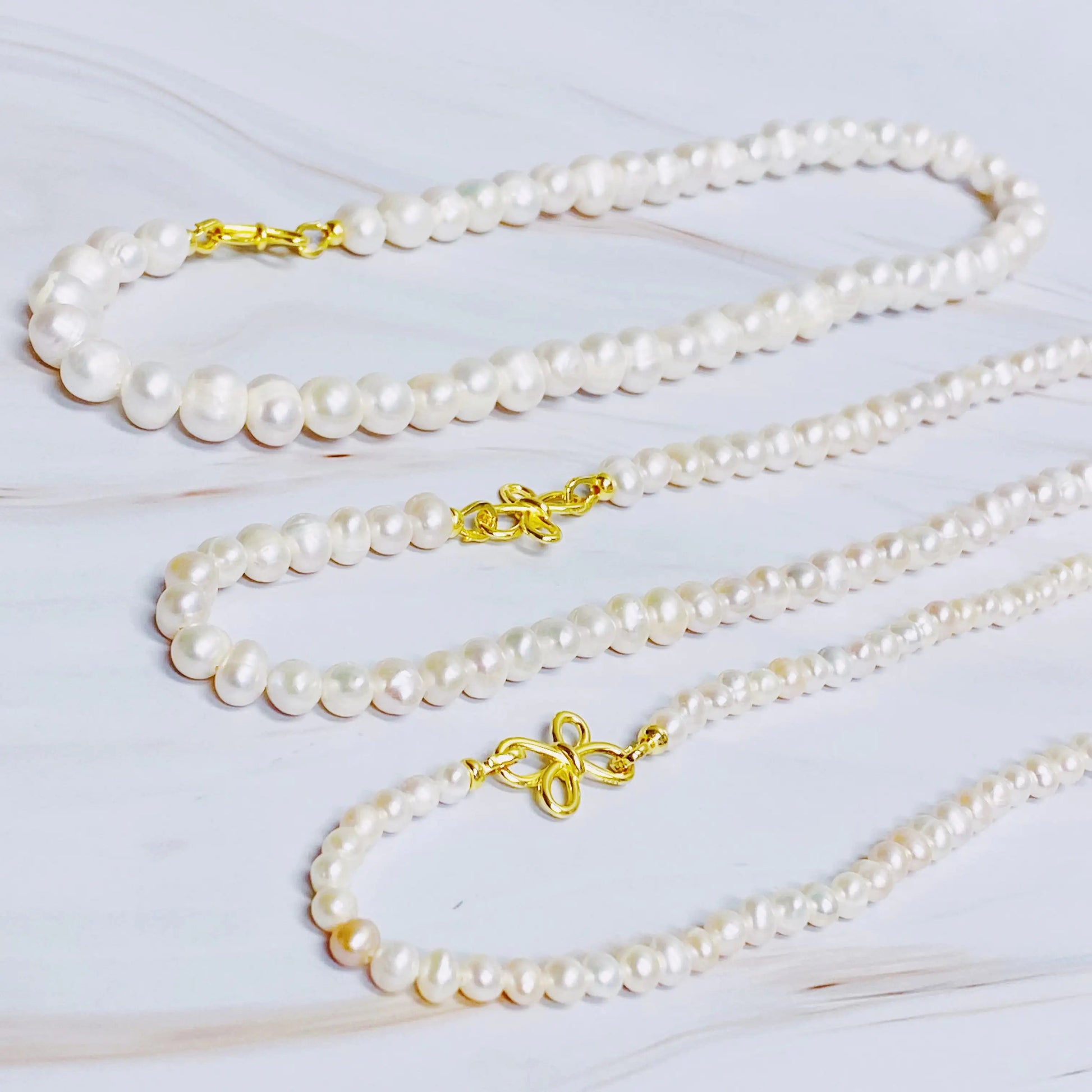 Clover Clasp Genuine Pearl Necklace WEM Support (www.WEM.support)