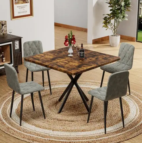 Square Dining Table, Mid Century Modern Square Dining Table For 4-6 Person, Coffee Table For Kitchen Dining Room, Office, Save Space WEM Support (www.WEM.support)
