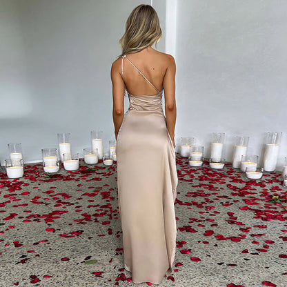 One-Shoulder Backless Slit Dress HejK.com