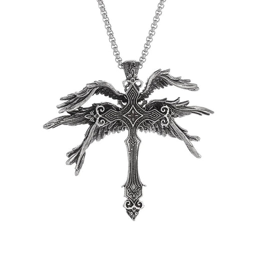 SilverWinged Cross Necklace WEM Support (www.WEM.support)