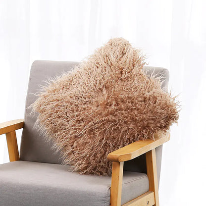Plush Ins-Style Cushion Cover in Solid Color (Wholesale)