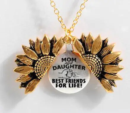 Sunflower Double-layer Lettering Necklace WEM Support (www.WEM.support)