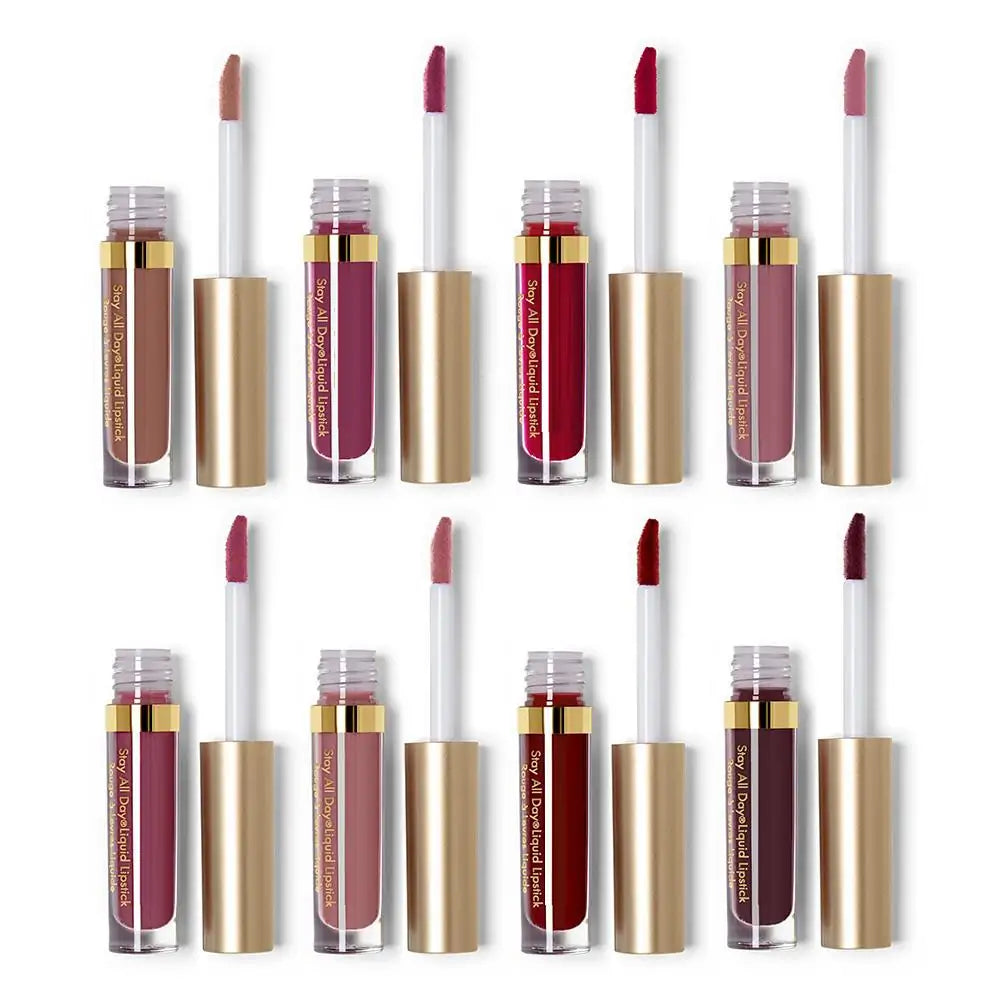 8 Pieces Professional Lip Glaze Gloss Waterproof Makeup Matte Non-sticky Lipstick WEM Support (www.WEM.support)