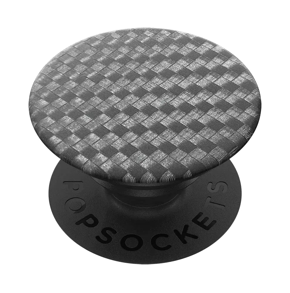 A blue PopSockets phone grip with the brand name visible.
