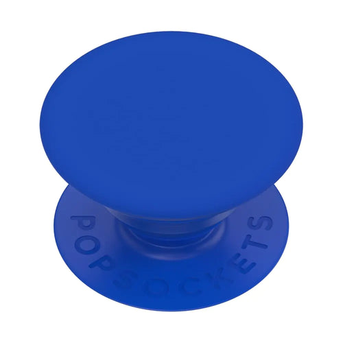 A blue PopSockets phone grip with the brand name visible.