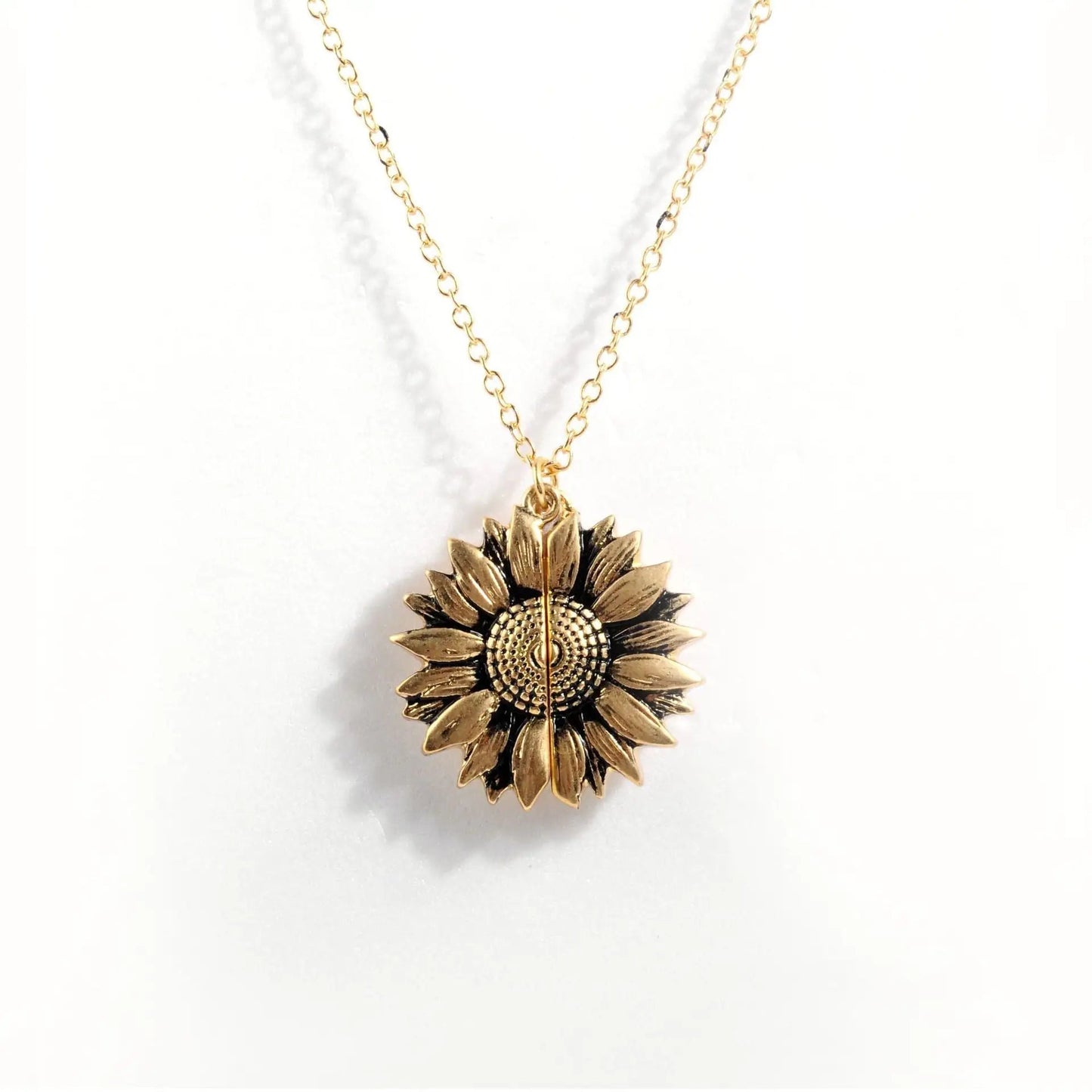 Sunflower Double-layer Lettering Necklace WEM Support (www.WEM.support)