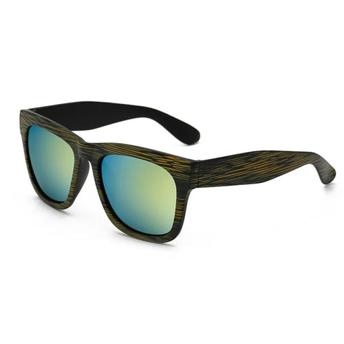 Square Bamboo  Retro Sunglasses WEM Support (www.WEM.support)