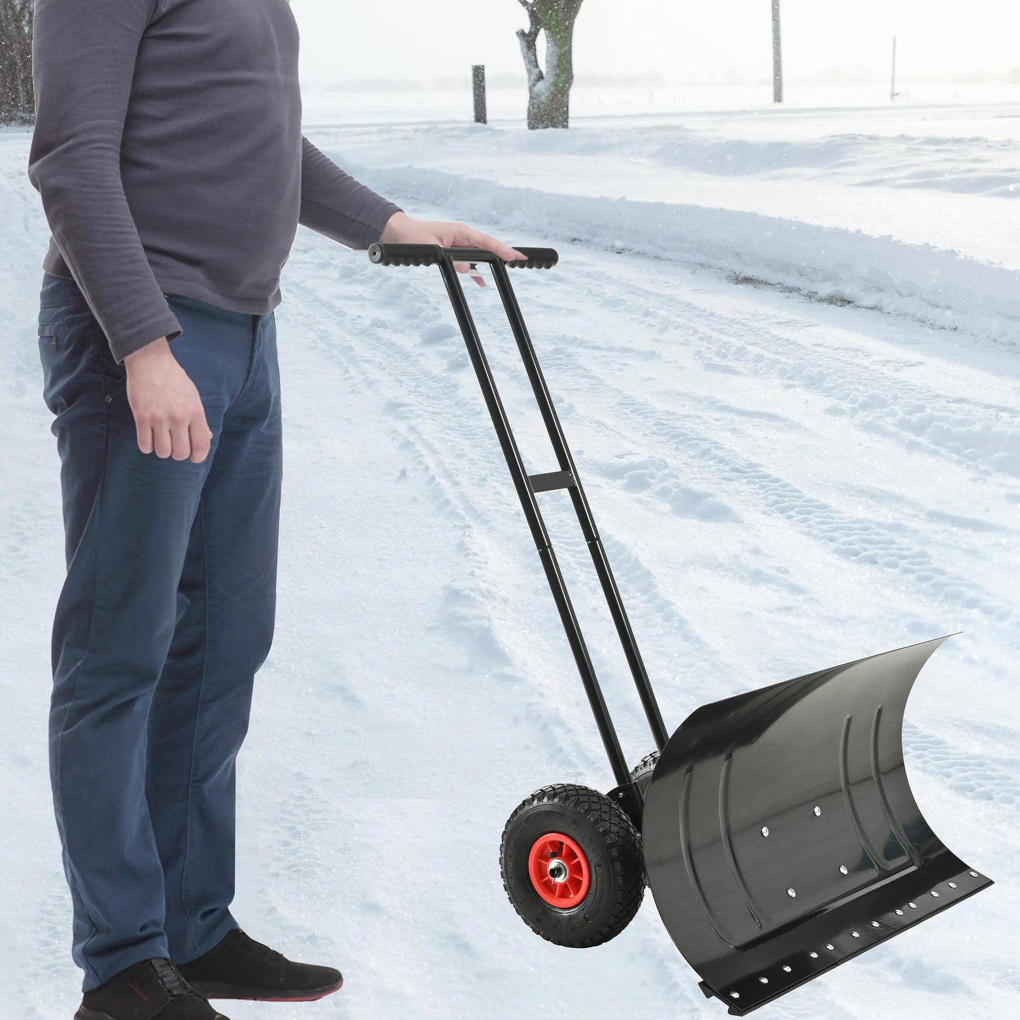 Snow Removal Shovel - Heavy Duty Snow Removal Shovel - Efficient Snow Removal Tool - Ergonomic Design, Powder-coated Steel For Long-lasting Performance WEM Support (www.WEM.support)