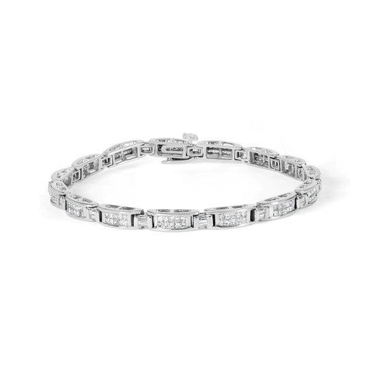 14K White Gold 2.0 Cttw Baguette and Princess-Cut Diamond Tennis Bracelet (H-I Color, SI1-SI2 Clarity) - 7" WEM Support (www.WEM.support)