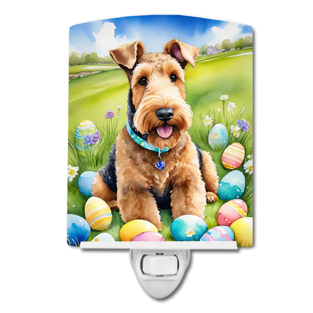 Airedale Terrier Easter Egg Hunt Ceramic Night Light WEM Support (www.WEM.support)