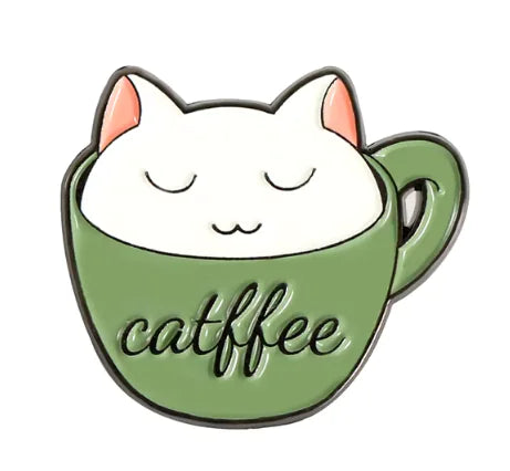 Cat & Coffee Enamel Pin Set WEM Support (www.WEM.support)