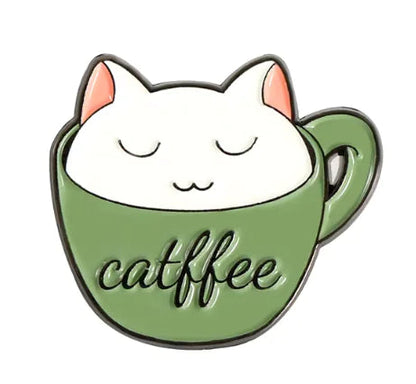 Cat & Coffee Enamel Pin Set WEM Support (www.WEM.support)