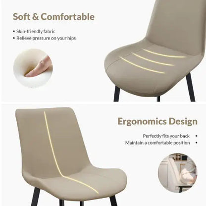 Tan PU Leather Dining Chair With Metal Legs, Modern Upholstered Chair Set Of 4 For Kitchen WEM Support (www.WEM.support)