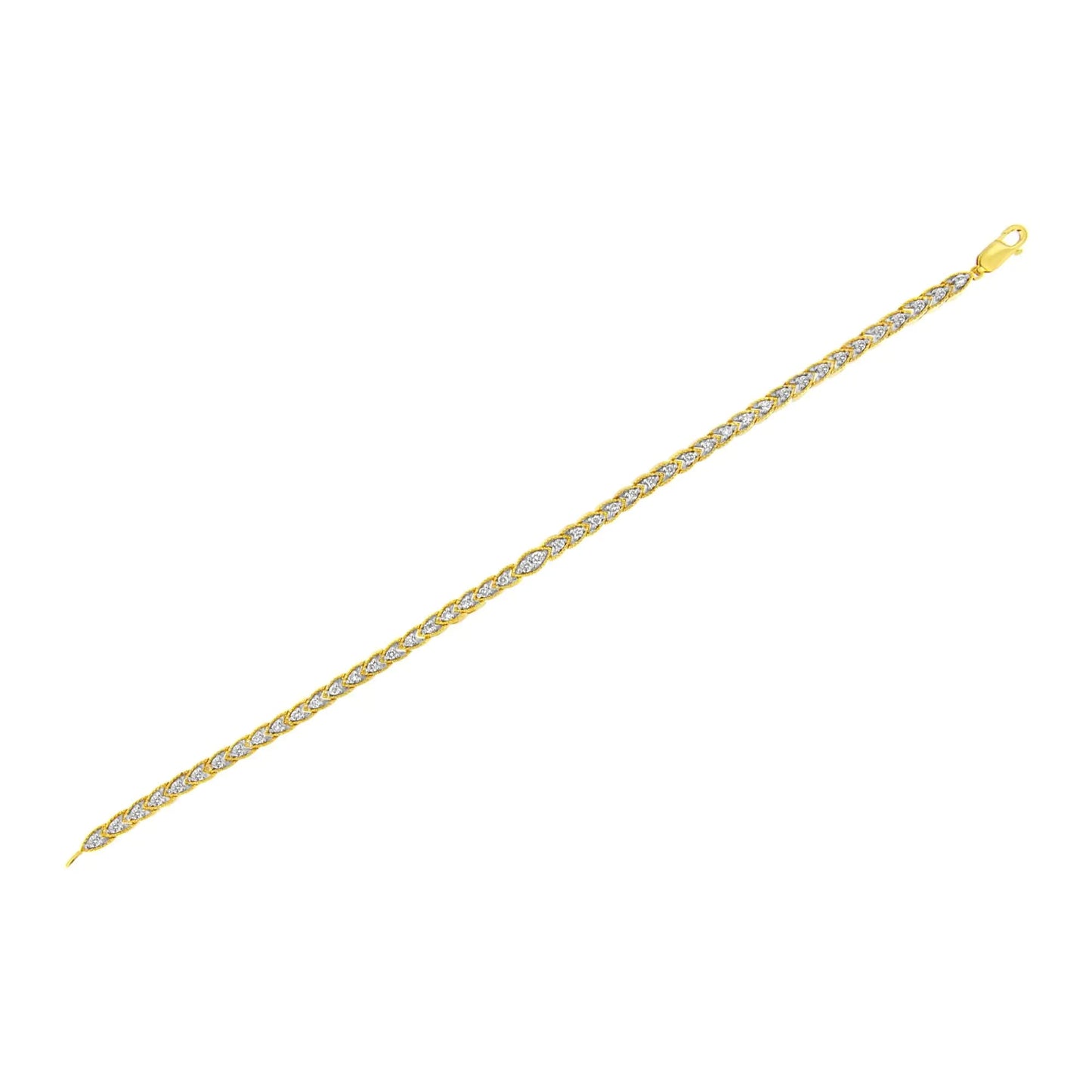 10K Gelbvergoldetes .925 Sterlingsilber 1 Karat Diamanten-Armband in Birnenform mit Krappenfassung (I-J Farbe, I1-I2 Reinheit) - 18,42 cm WEM Support (www.WEM.support)