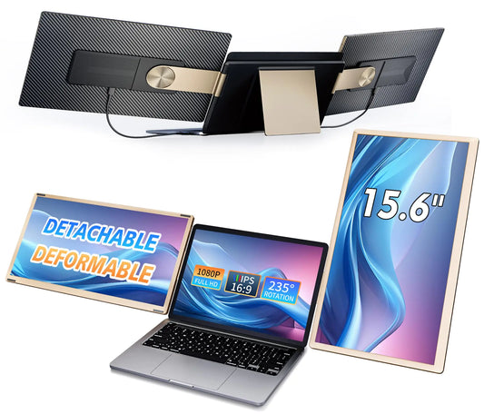 LivElect 15.6" Triple Laptop Screen Extender FHD 1080P IPS Laptop Monitor Extender Detachable Screen Travel Monitor Laptops with Speakers Plug&Play Compatible with Mac/Android/Win