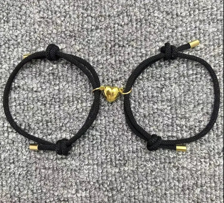 Simple Alloy Love Magnets Attracting Couple Bracelets WEM Support (www.WEM.support)