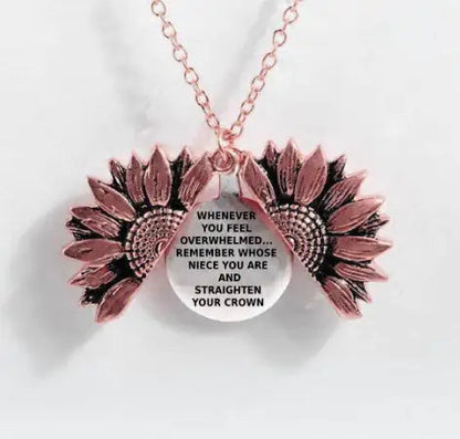 Sunflower Double-layer Lettering Necklace WEM Support (www.WEM.support)